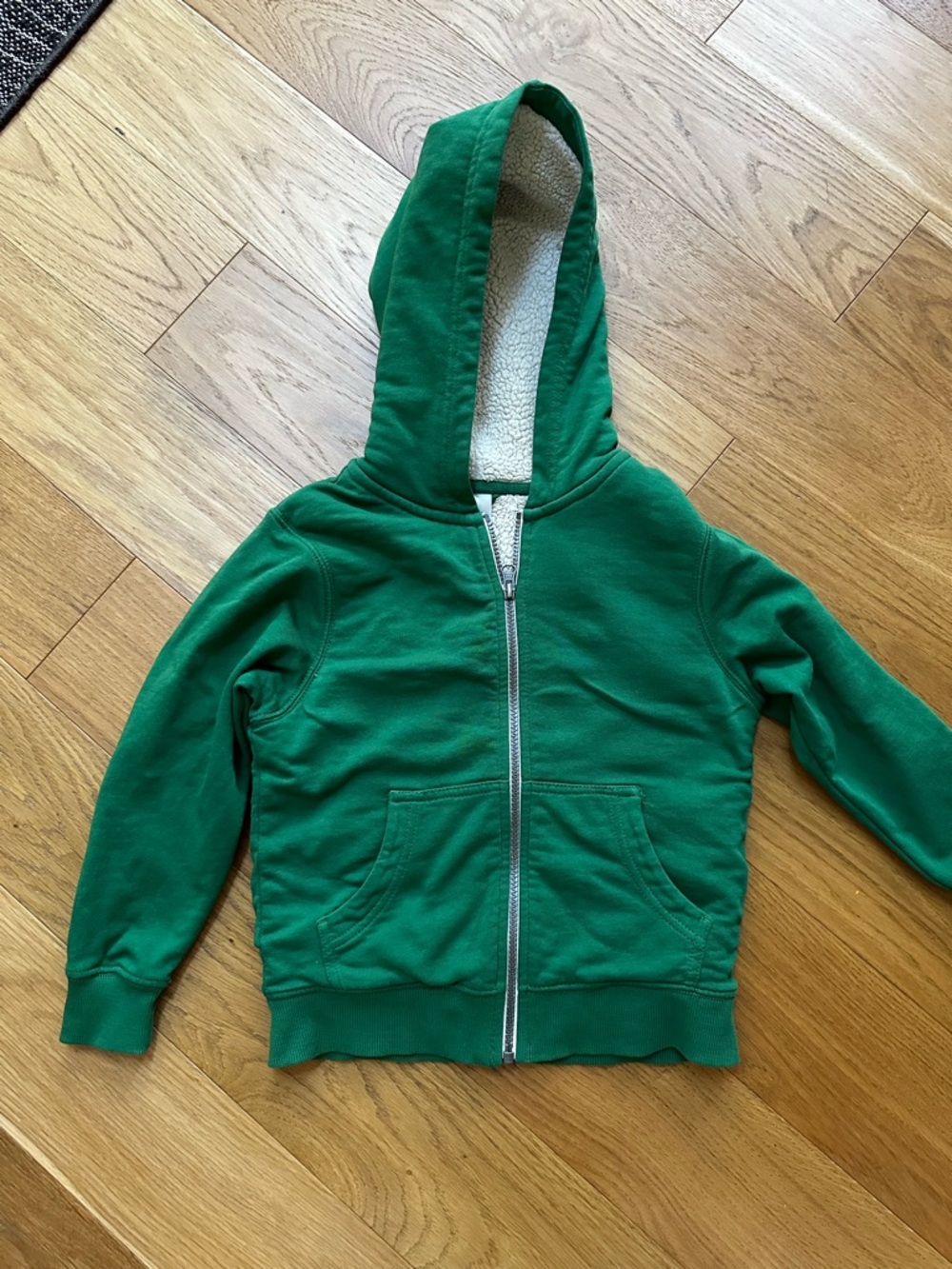 Kids Sherpa-lined Green Zip-Up Hoodie